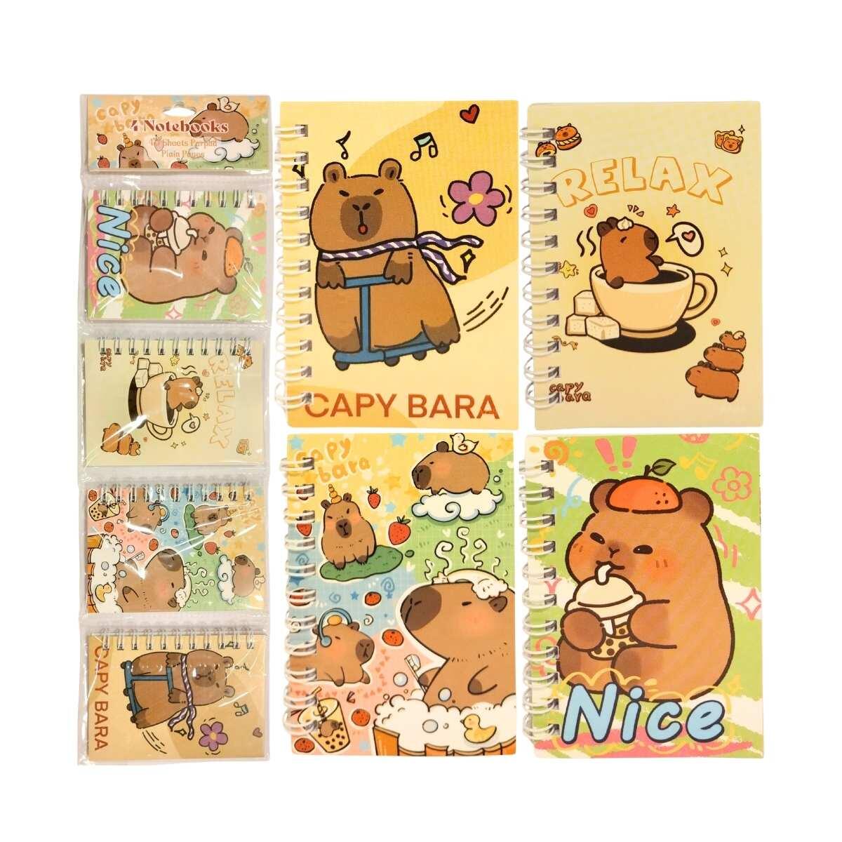 Set mini libretas Capybara c/espiral x 4 - 40 hojas
