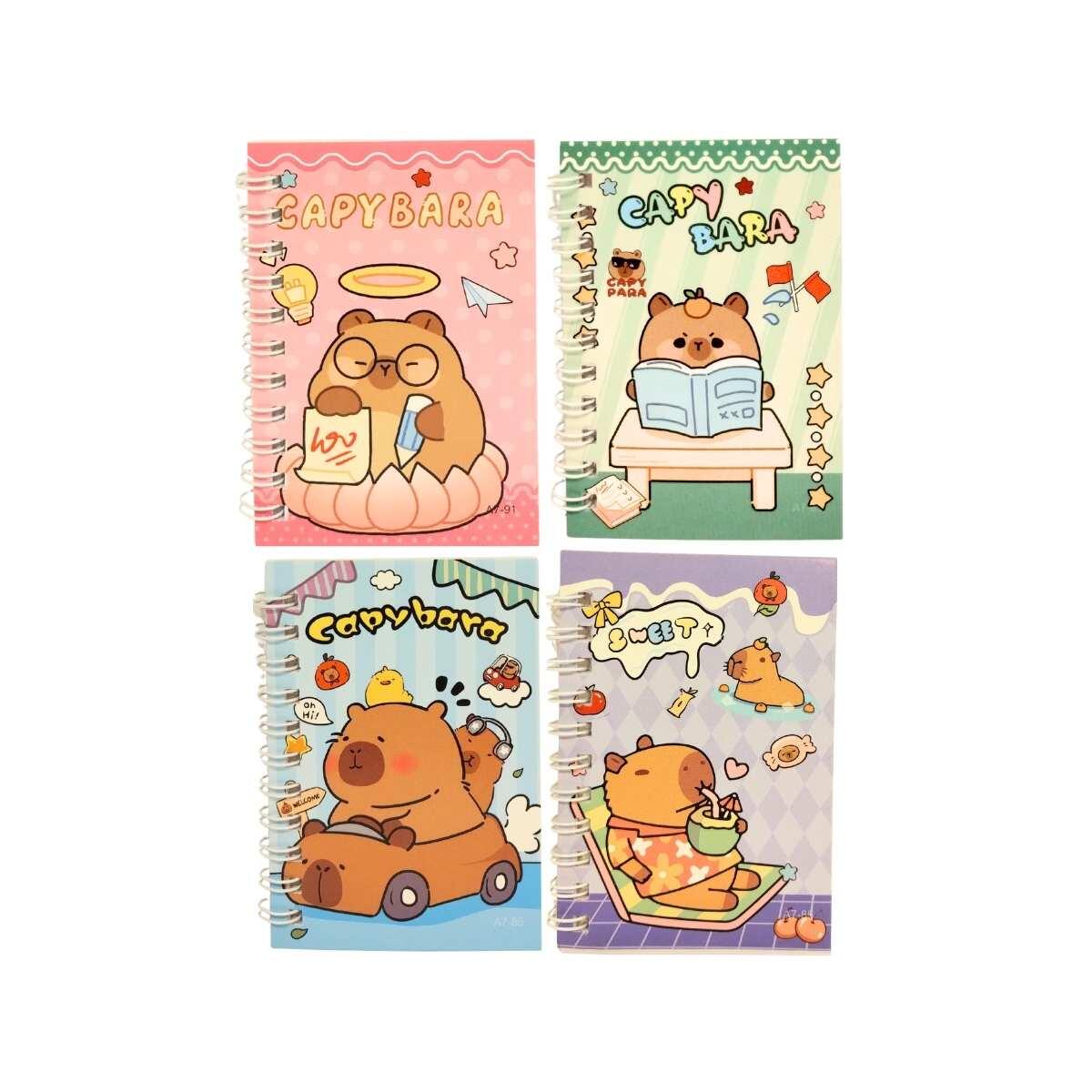Set mini libretas Capybara c/espiral x 4 - 40 hojas