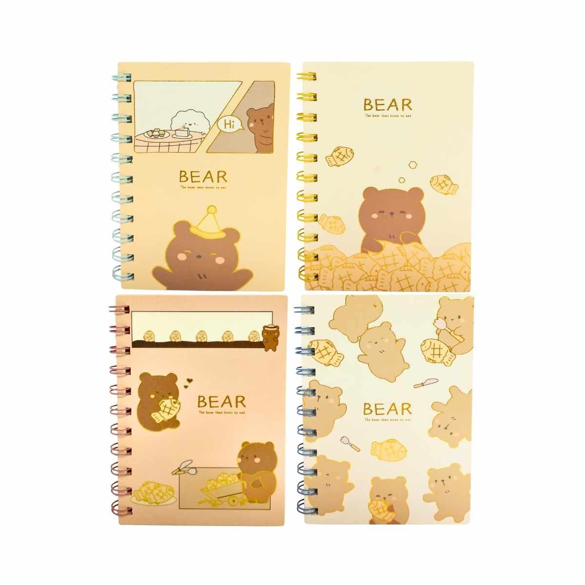 Libreta A6 Ositos c/espiral linea dorada - 80 hojas rayadas