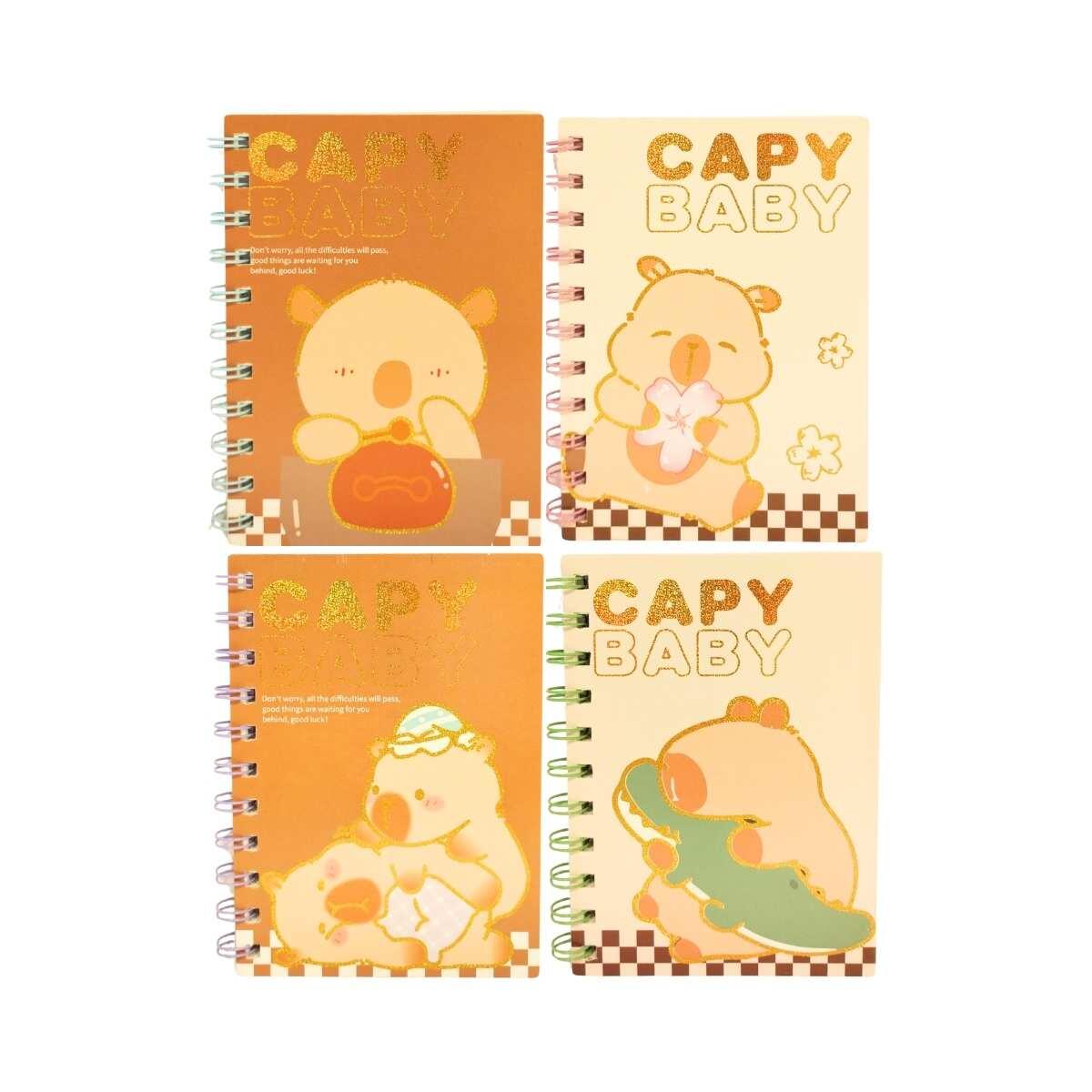 Libreta A6 Capybara c/dorado y espiral - 80 hojas rayadas