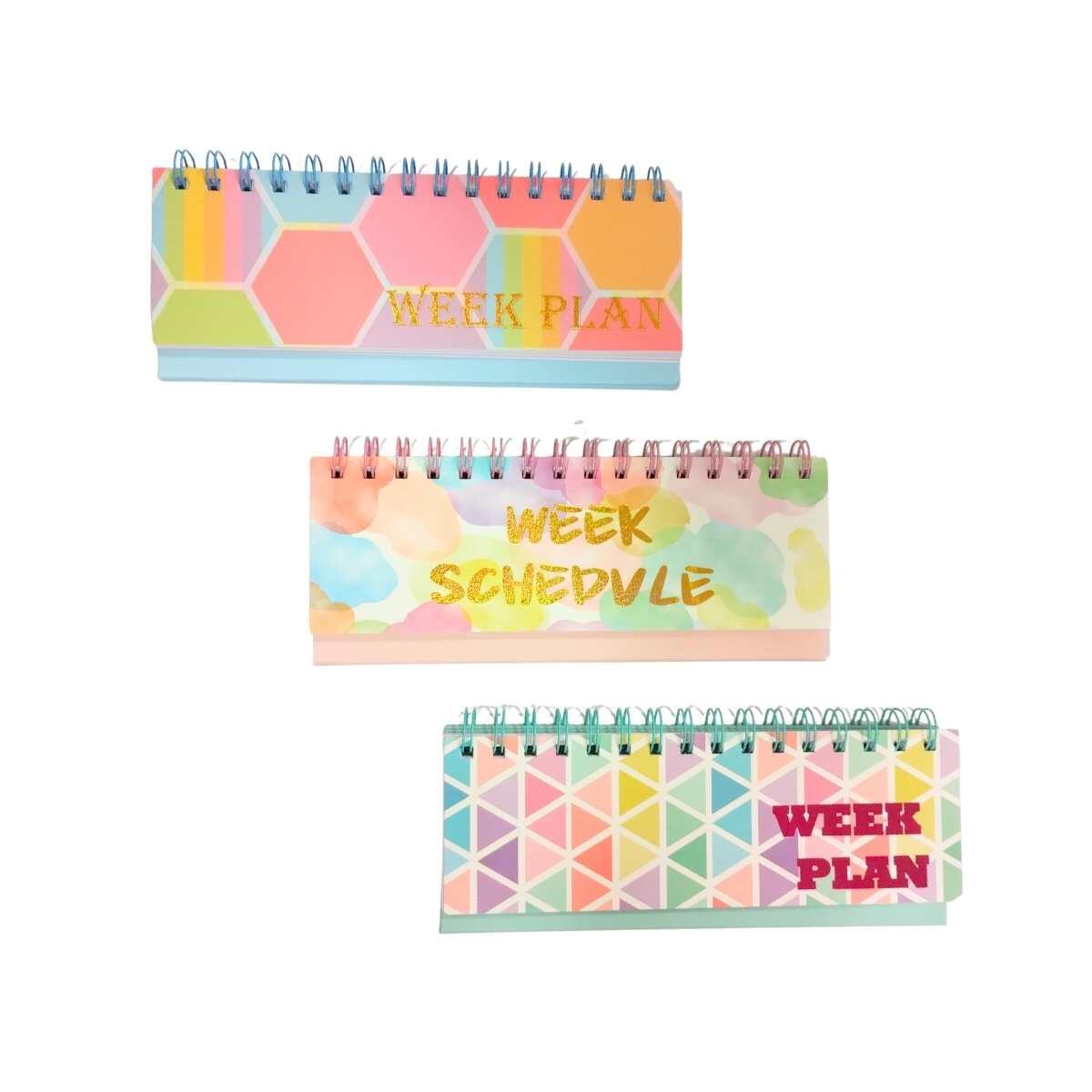 Planificador semanal color pastel c/espiral - 52 hojas