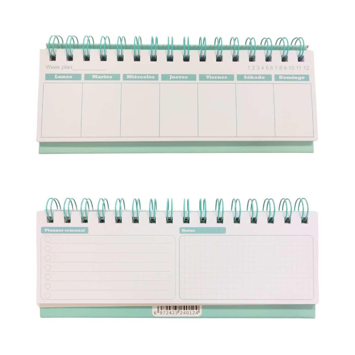 Planificador semanal color pastel c/espiral - 52 hojas