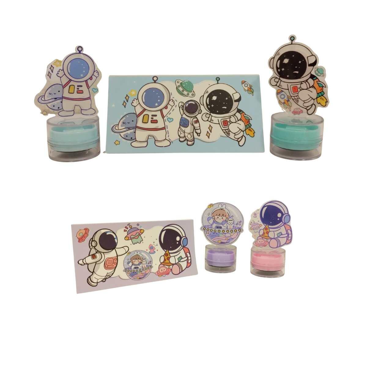 Sello Astronauta x 2 en caja pvc