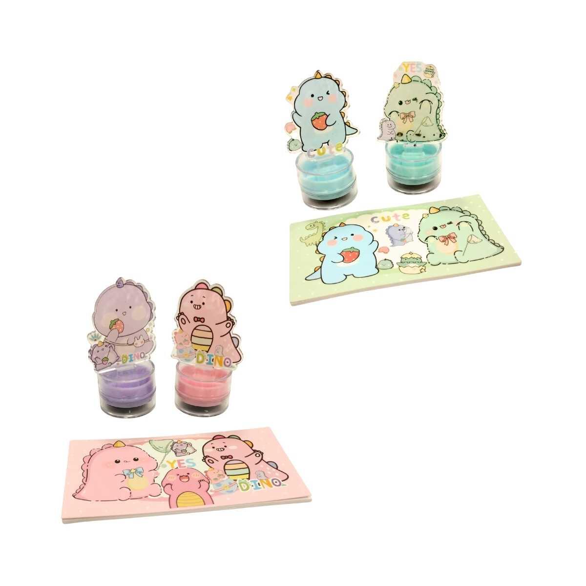 Sello Dino x 2 + libretita en blister