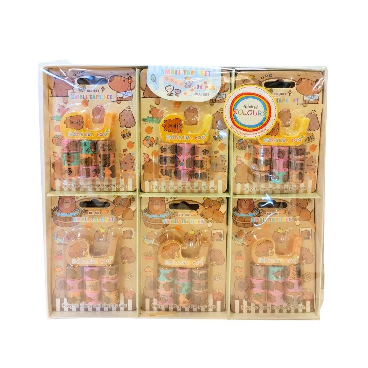 Cinta mini Capybara x 9 + dispenser en blister