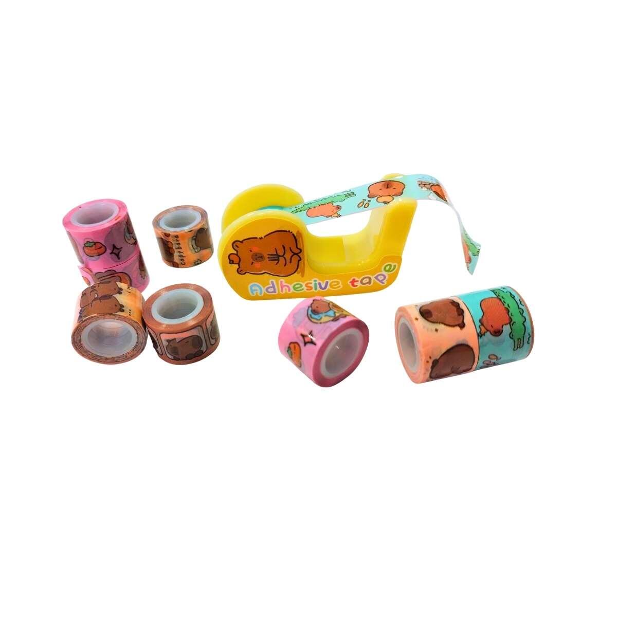 Cinta mini Capybara x 9 + dispenser en blister