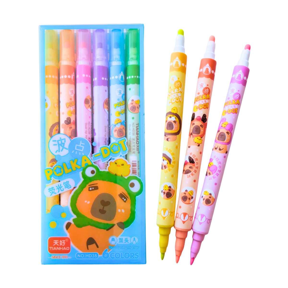 Resaltador Capybara fluorescente x 6 en caja pvc