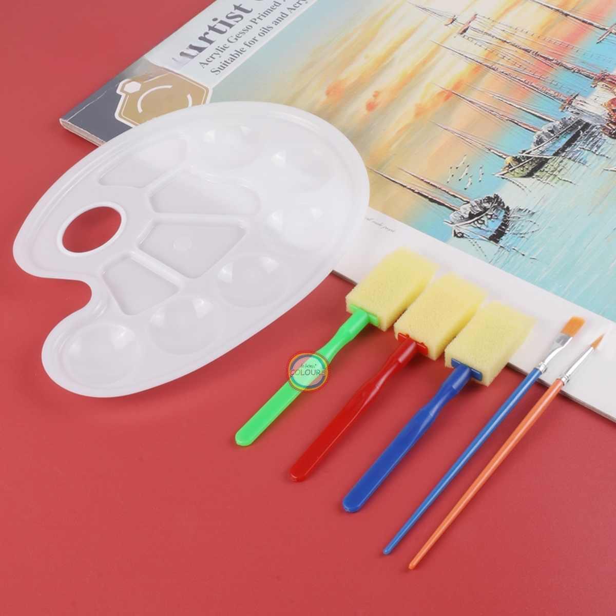 Set Artistico paleta + 2 pinceles + 3 esponjas