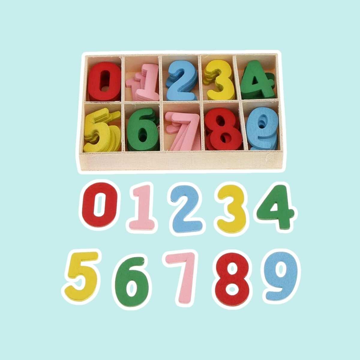 Set numeros madera colores x 50 unidades