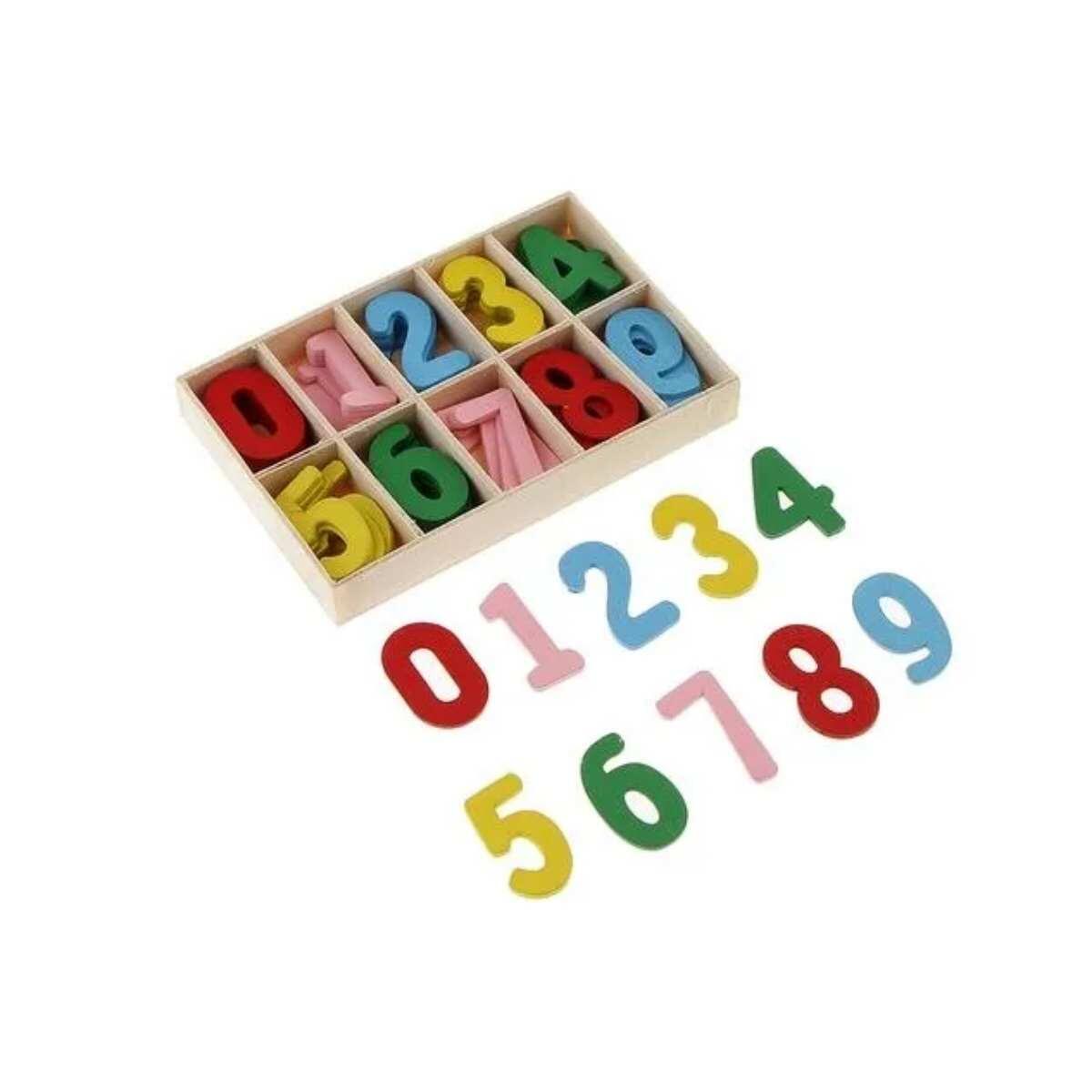 Set numeros madera colores x 50 unidades