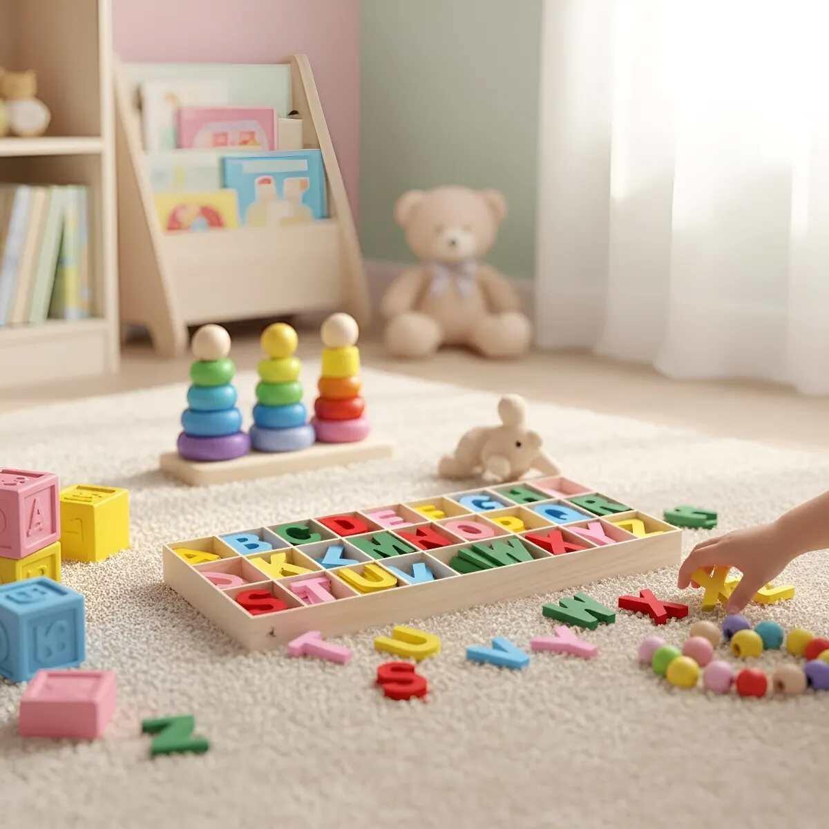 Set Letras ABC colores de madera x 135 unidades