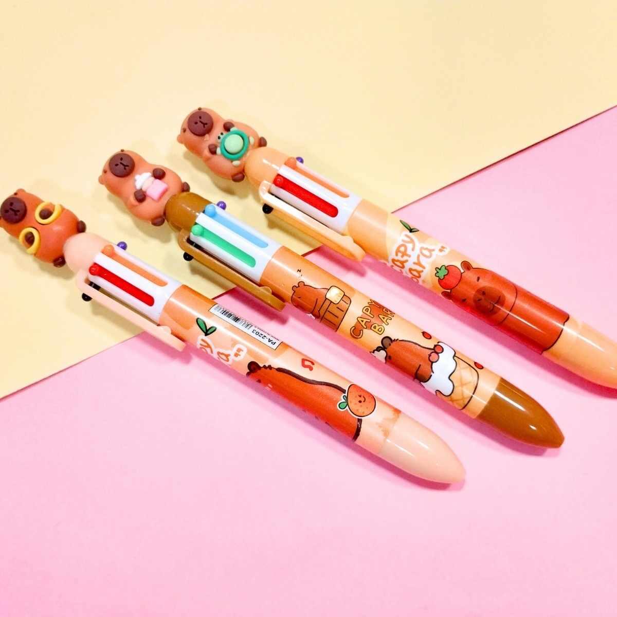 Boligrafo multi x 6 colores Capybara c/clip