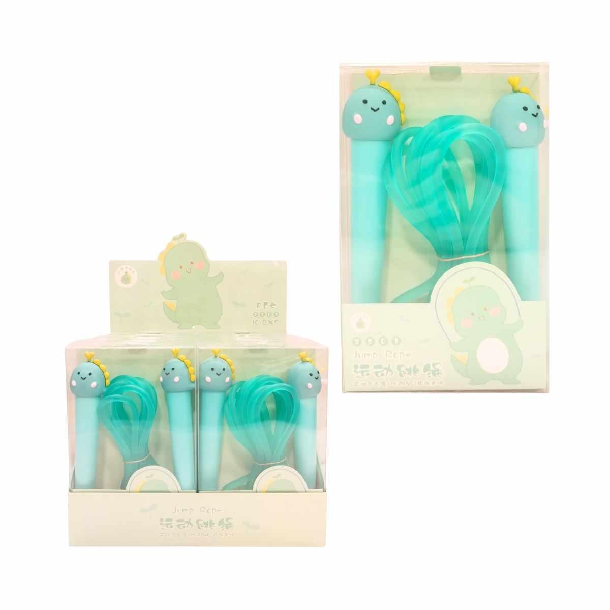 Soga para saltar de goma Dinos, ajustable en caja PVC - 2.5 metros