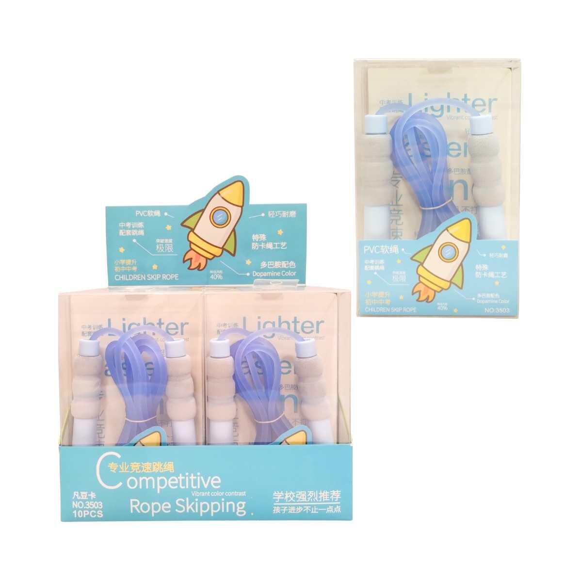 Soga para saltar de goma Espacial, ajustable en caja PVC - 2.5 metros