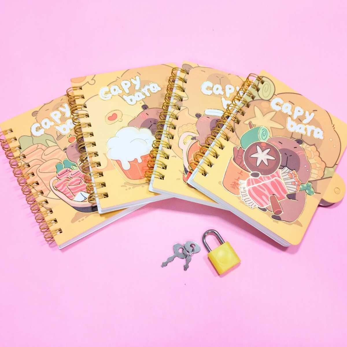 Libreta mini Capybara c/candado - 60 hojas rayadas