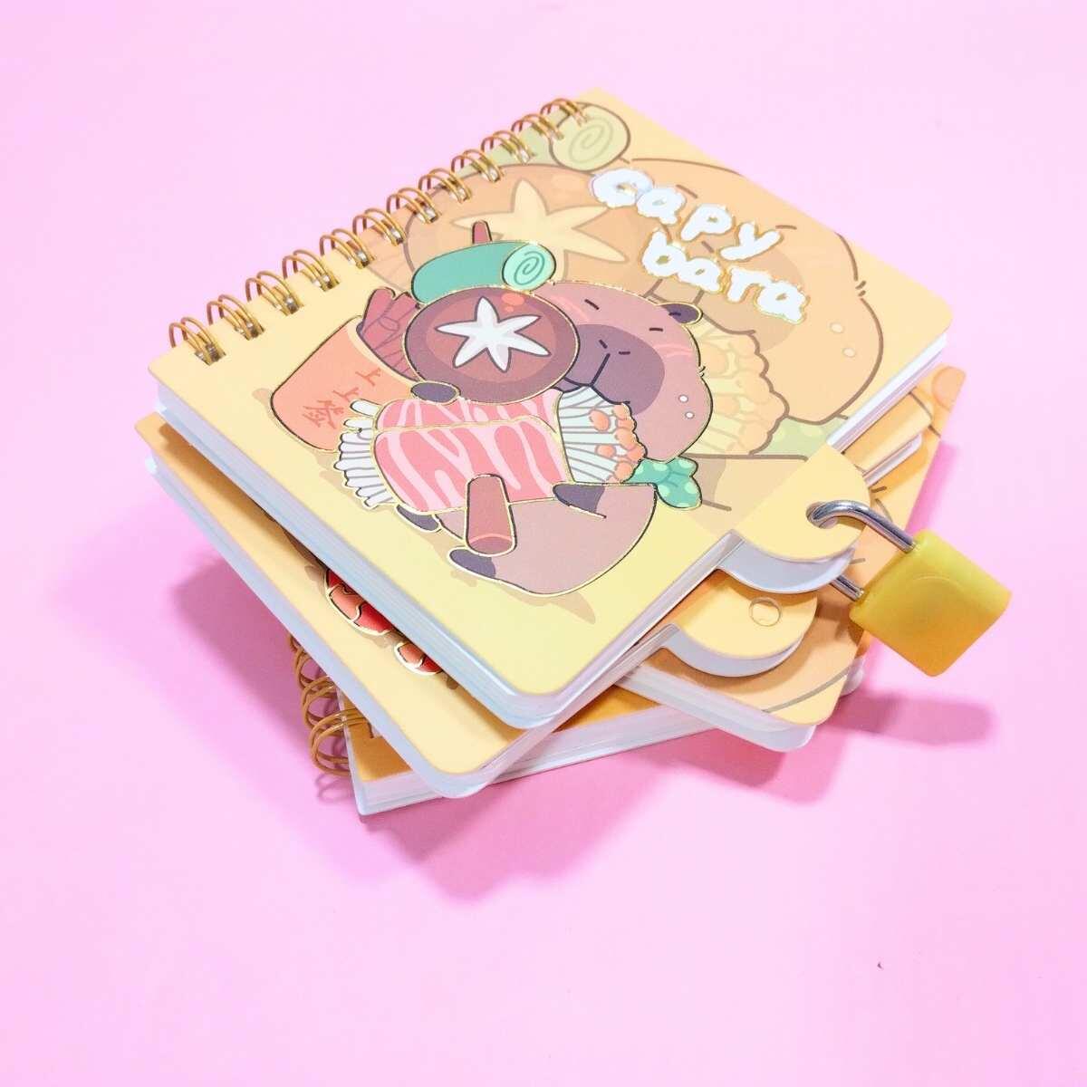 Libreta mini Capybara c/candado - 60 hojas rayadas