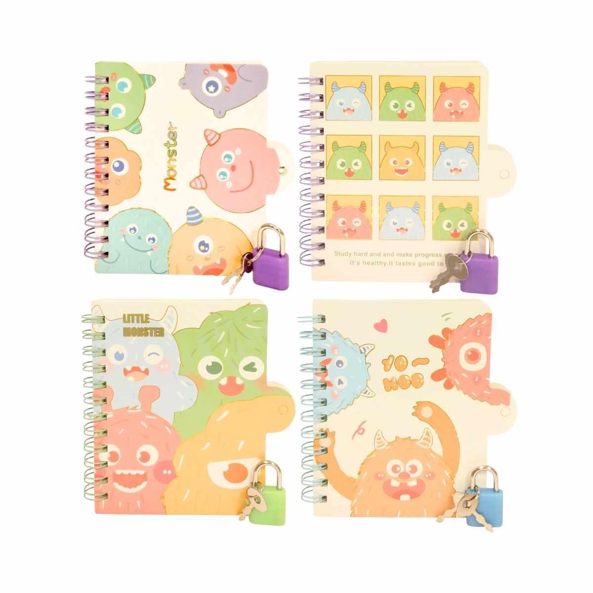 Libreta mini c/candado Monstruos - 60 hojas