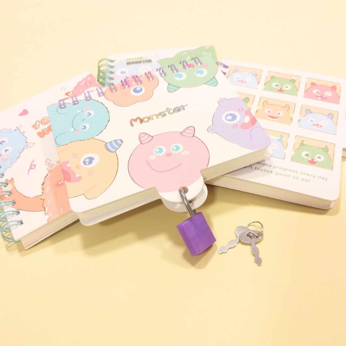 Libreta mini c/candado Monstruos - 60 hojas