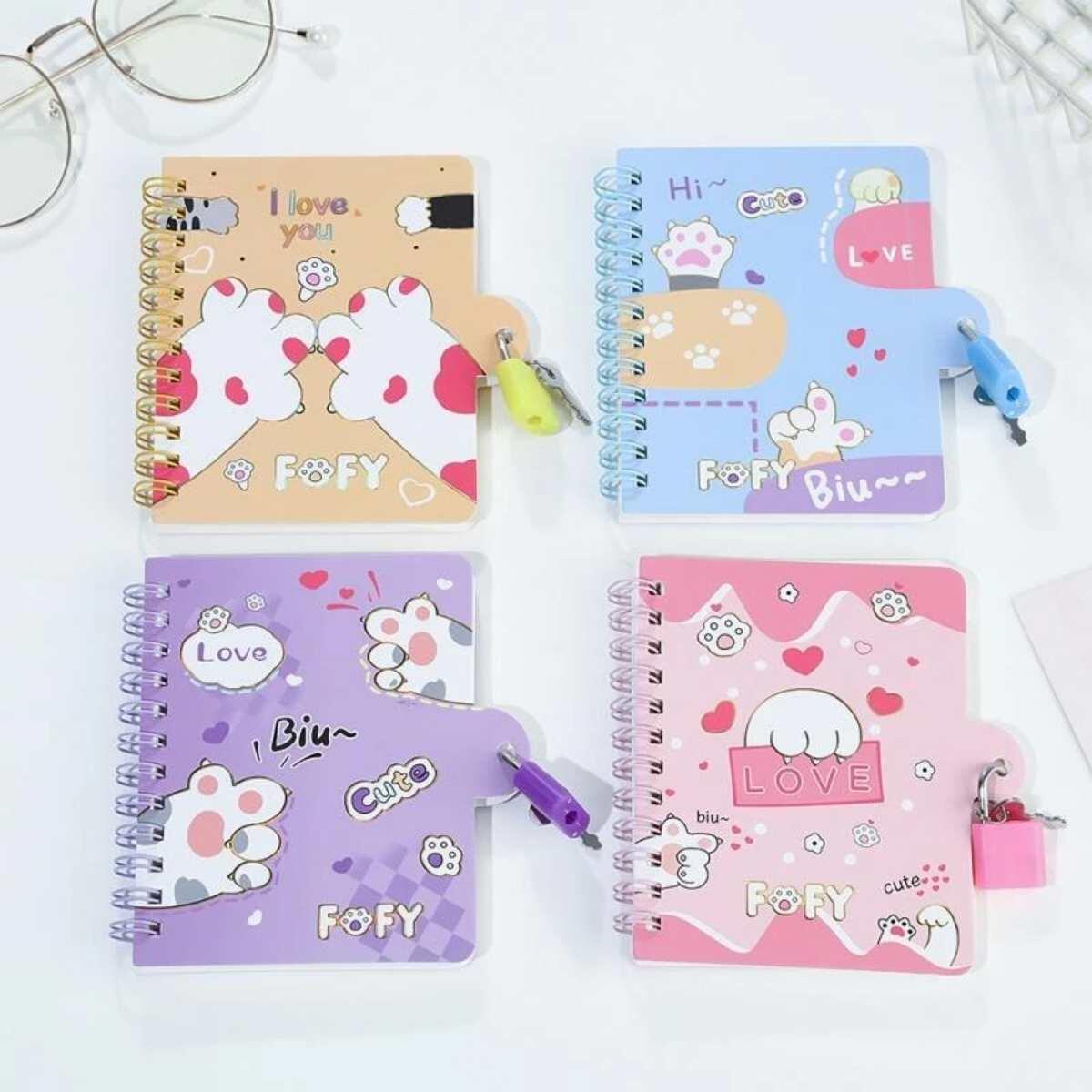 Libreta mini c/candado Huellas - 60 hojas