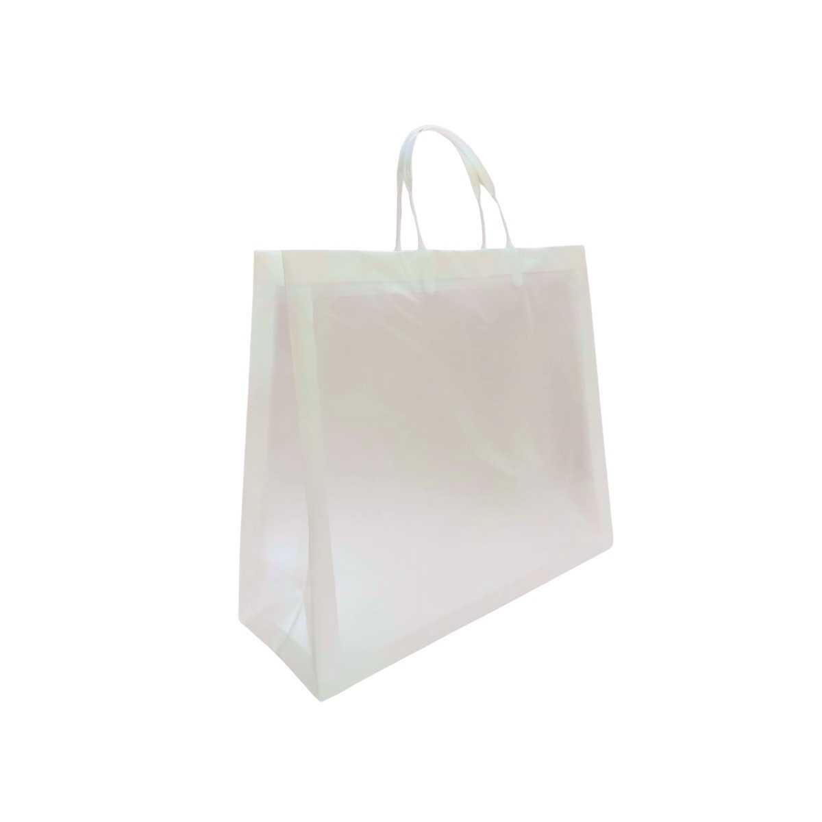 Bolsa de regalo blanca transparente c/manija 32x28x11