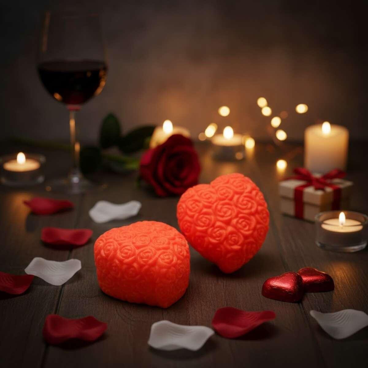 Velador Corazon  - Tallado Flores