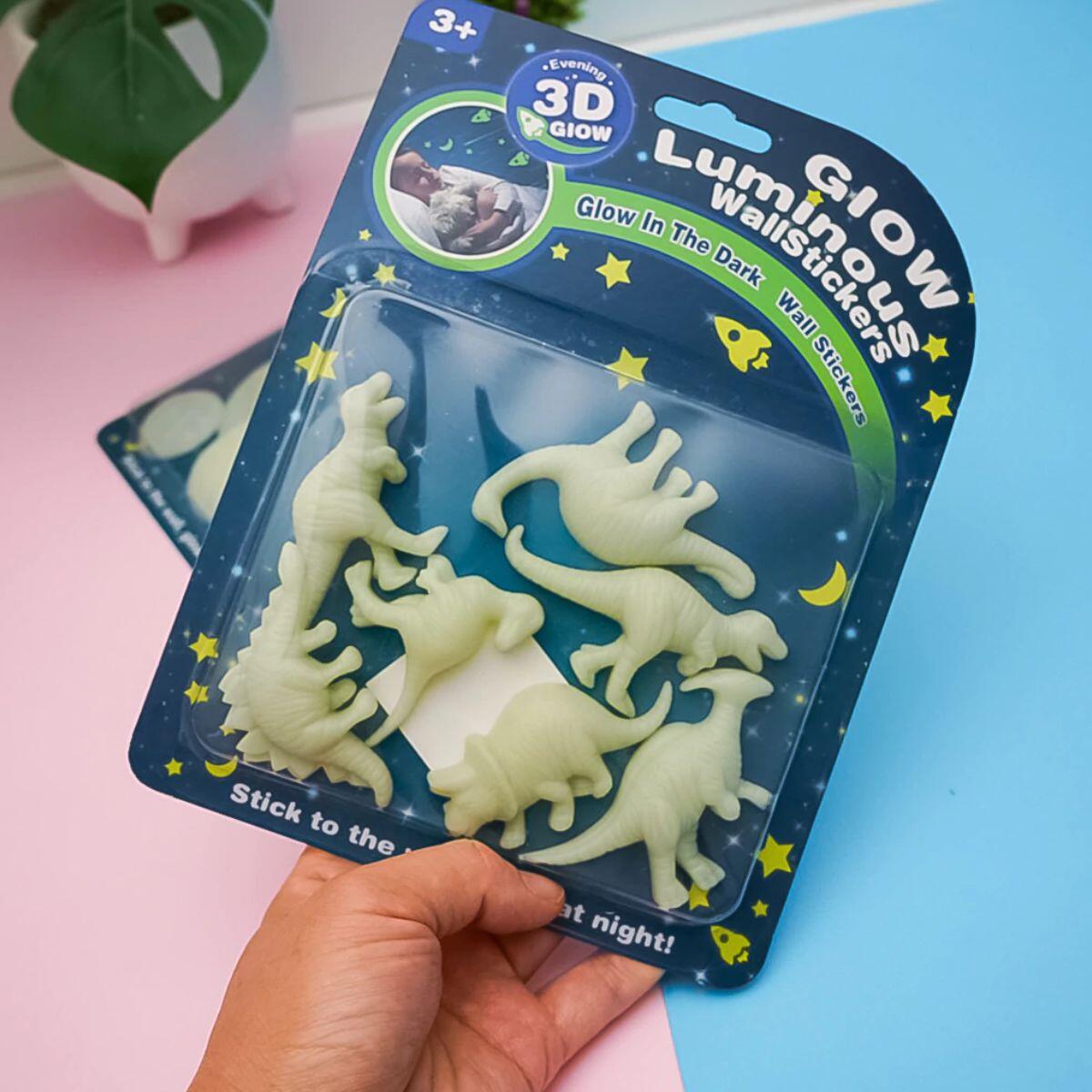 Sticker glow in the dark Dinos 3D x 6