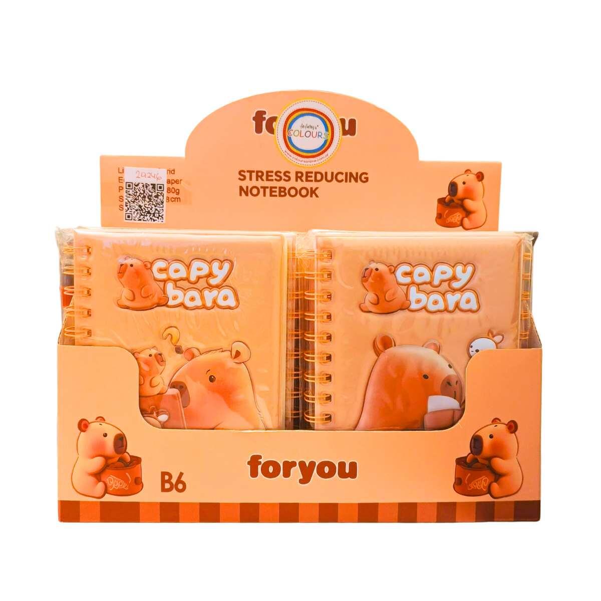 Libreta B6 Capybara 3D  c/espiral - 60 hojas rayadas