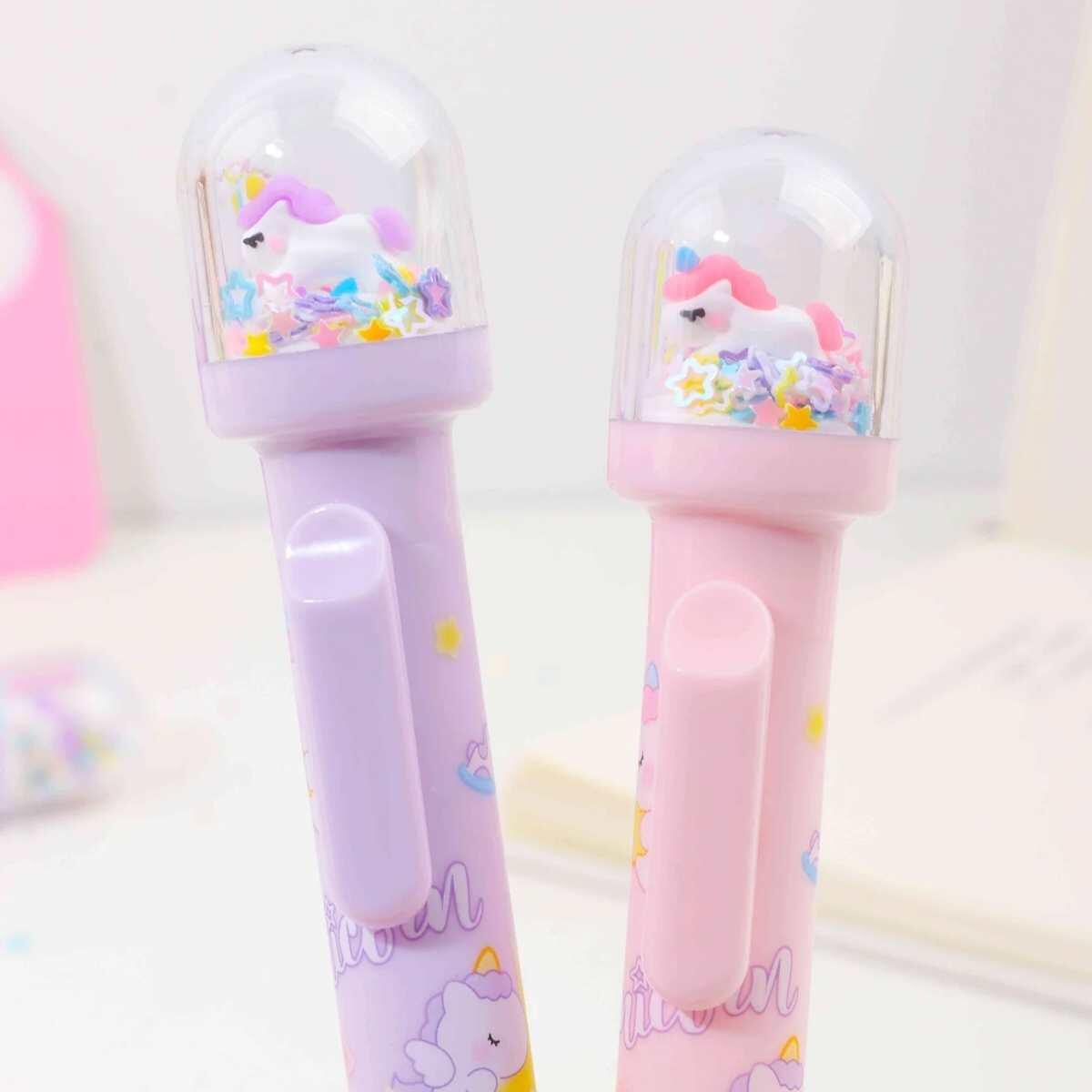 Boligrafo Unicornio c/burbuja y confetti retractil - 0.5 mm