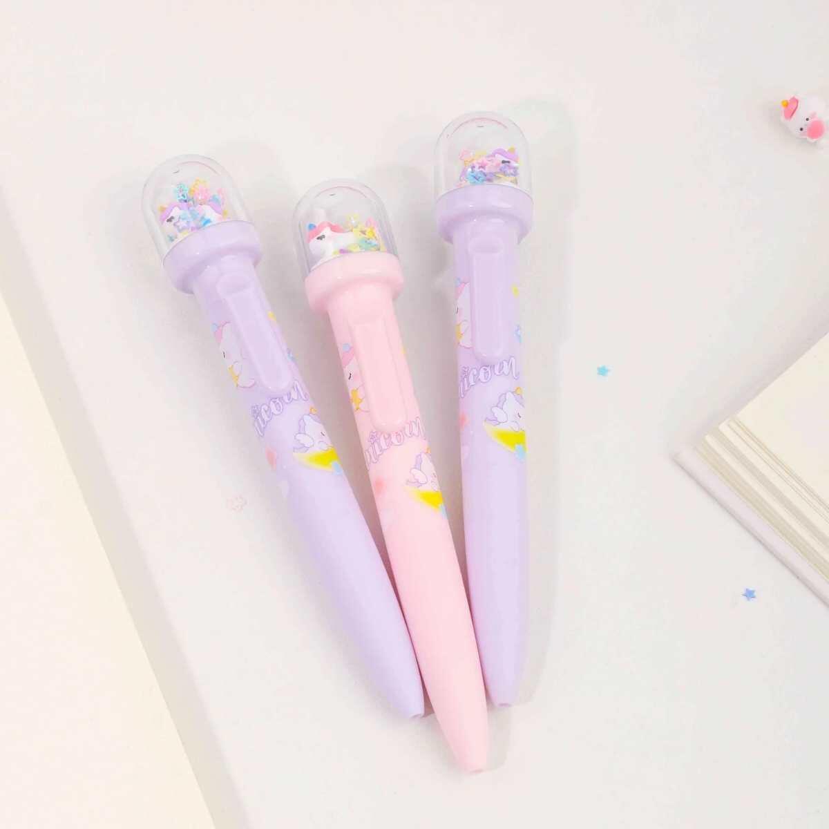 Boligrafo Unicornio c/burbuja y confetti retractil - 0.5 mm
