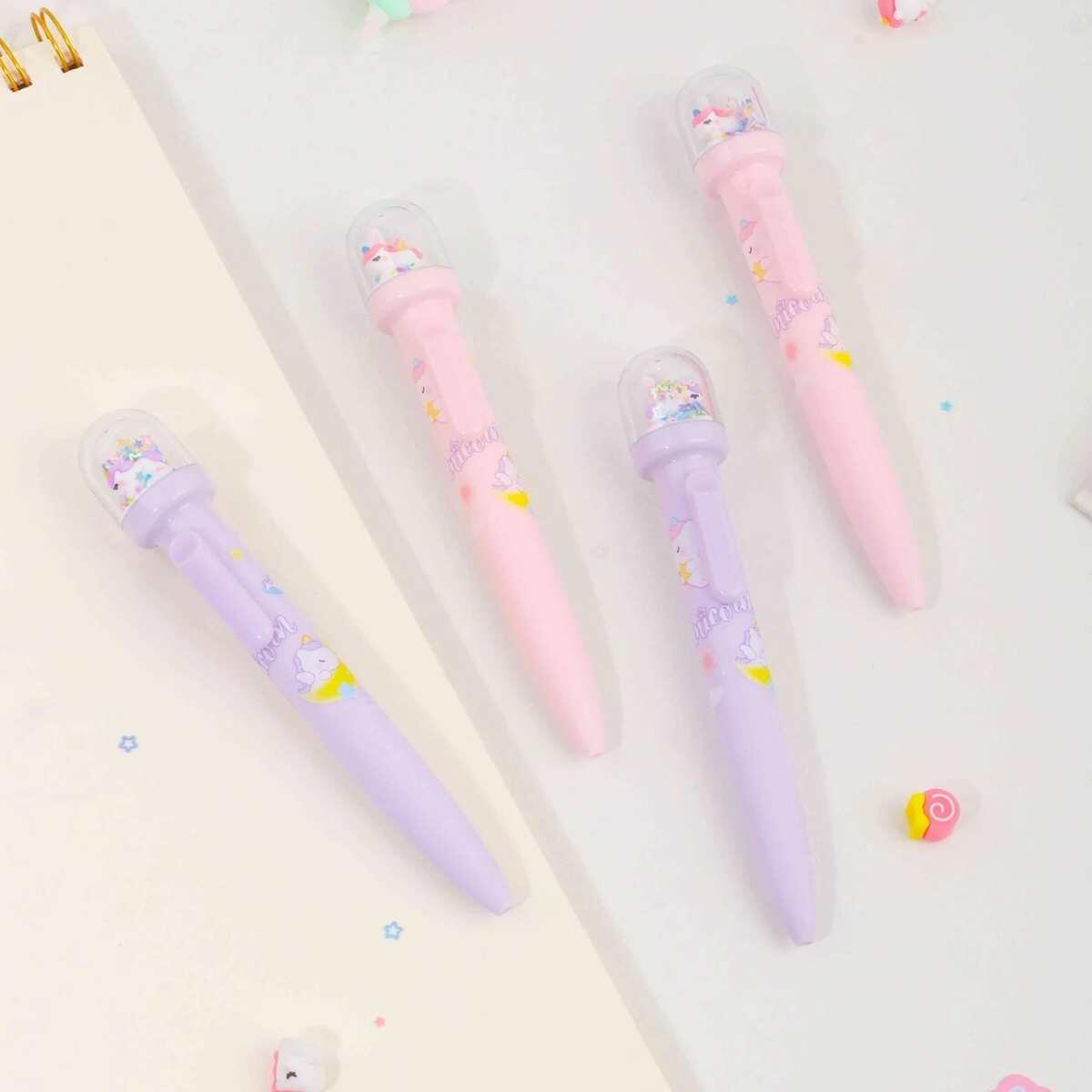 Boligrafo Unicornio c/burbuja y confetti retractil - 0.5 mm