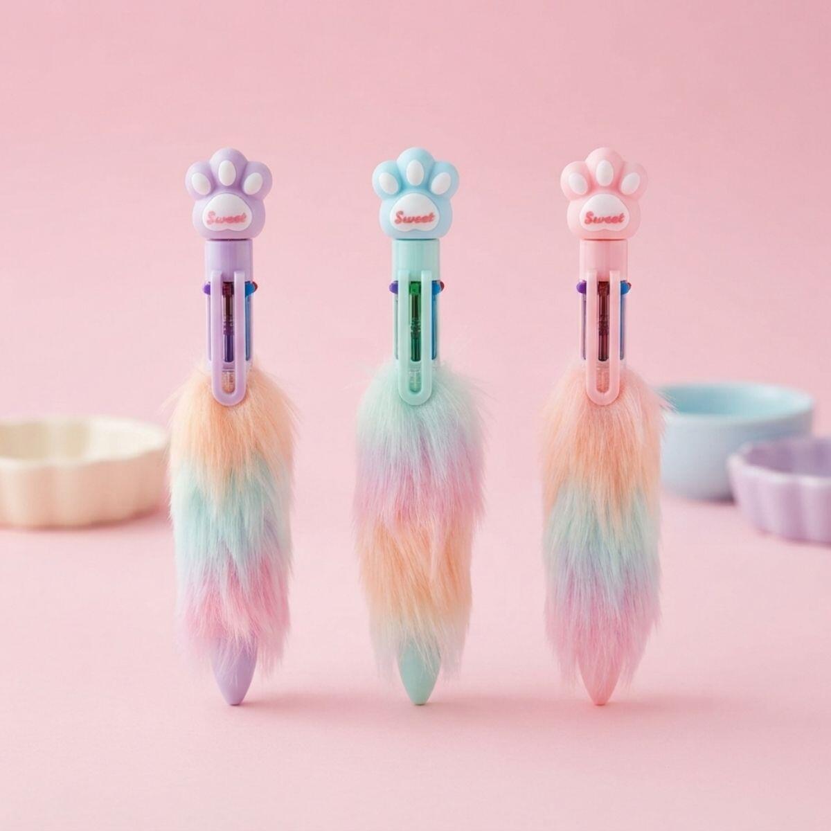 Boligrafo multi x 6 Huellas c/peluche