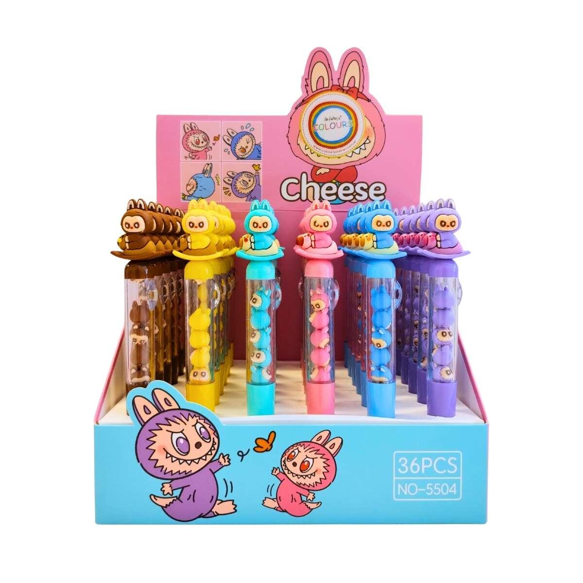 Boligrafo Retractil c/giro jenga Labubu c/miniatura