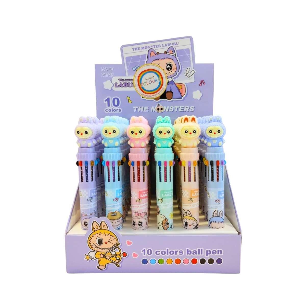 Boligrafo multi x 10 Labubu c/cuerpo estampado