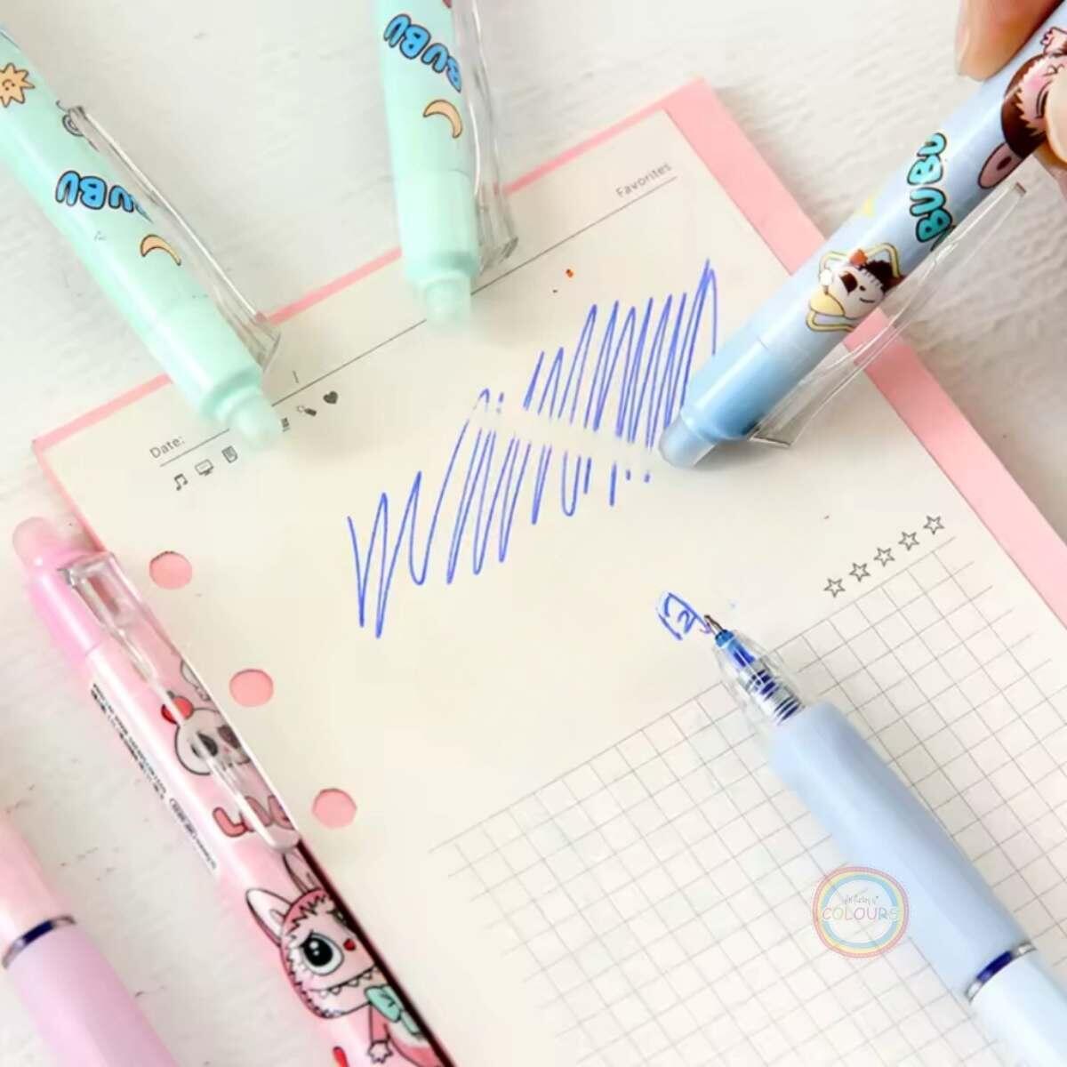 Boligrafo borrable retractil Labubu Yoga - Tinta Azul - 0.5 mm