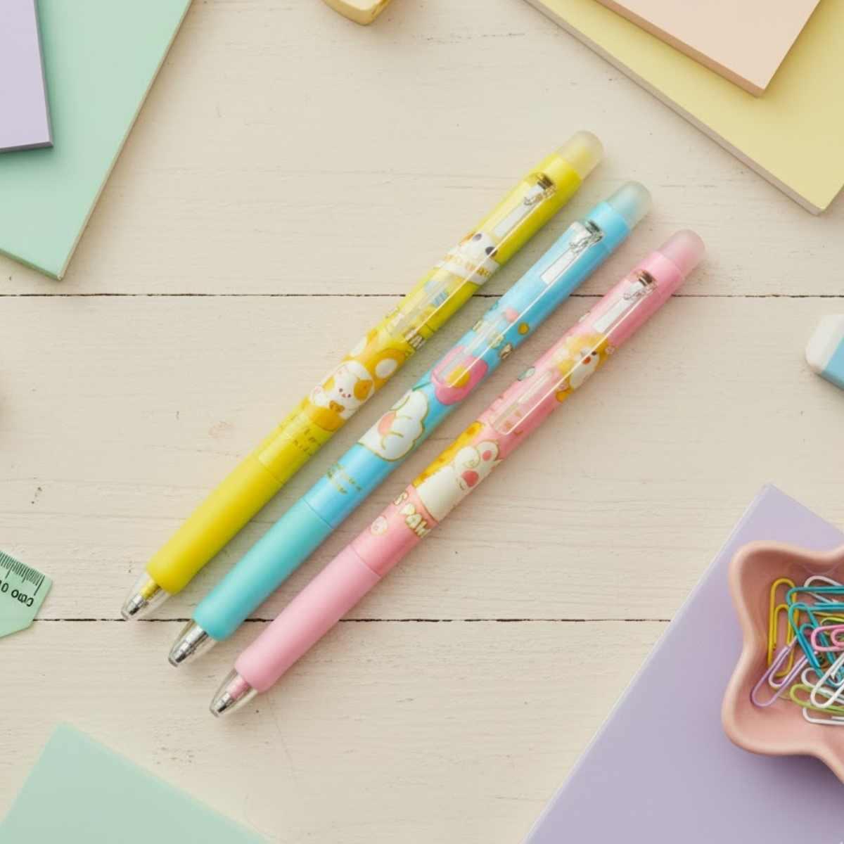 Boligrafo borrable Huellas retractil - Tinta Azul - 0.5mm