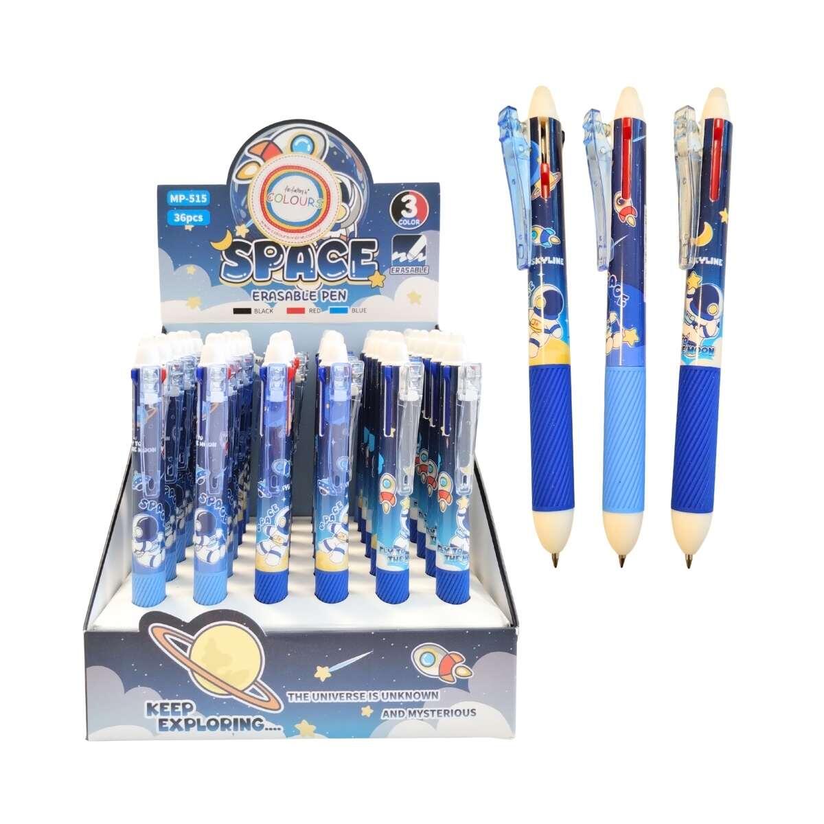 Boligrafo borrable multi x 3 retractil - Espacial 