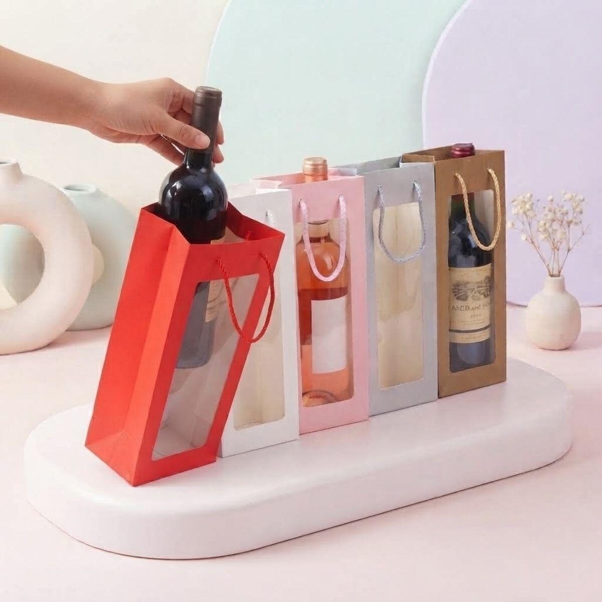 Bolsa de regalo Vino c/ventana transparente