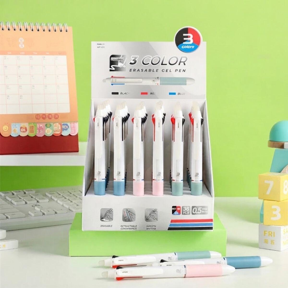 Boligrafo borrable cuerpo blanco multi x 3  - 0.5 mm