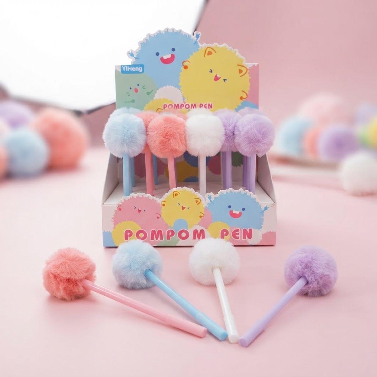 Boligrafo c/pompon color pastel