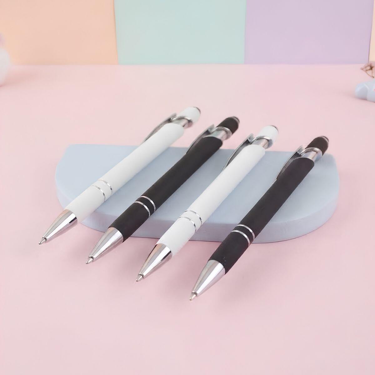Boligrafo metal touch retractil c/clip - blanco y negro