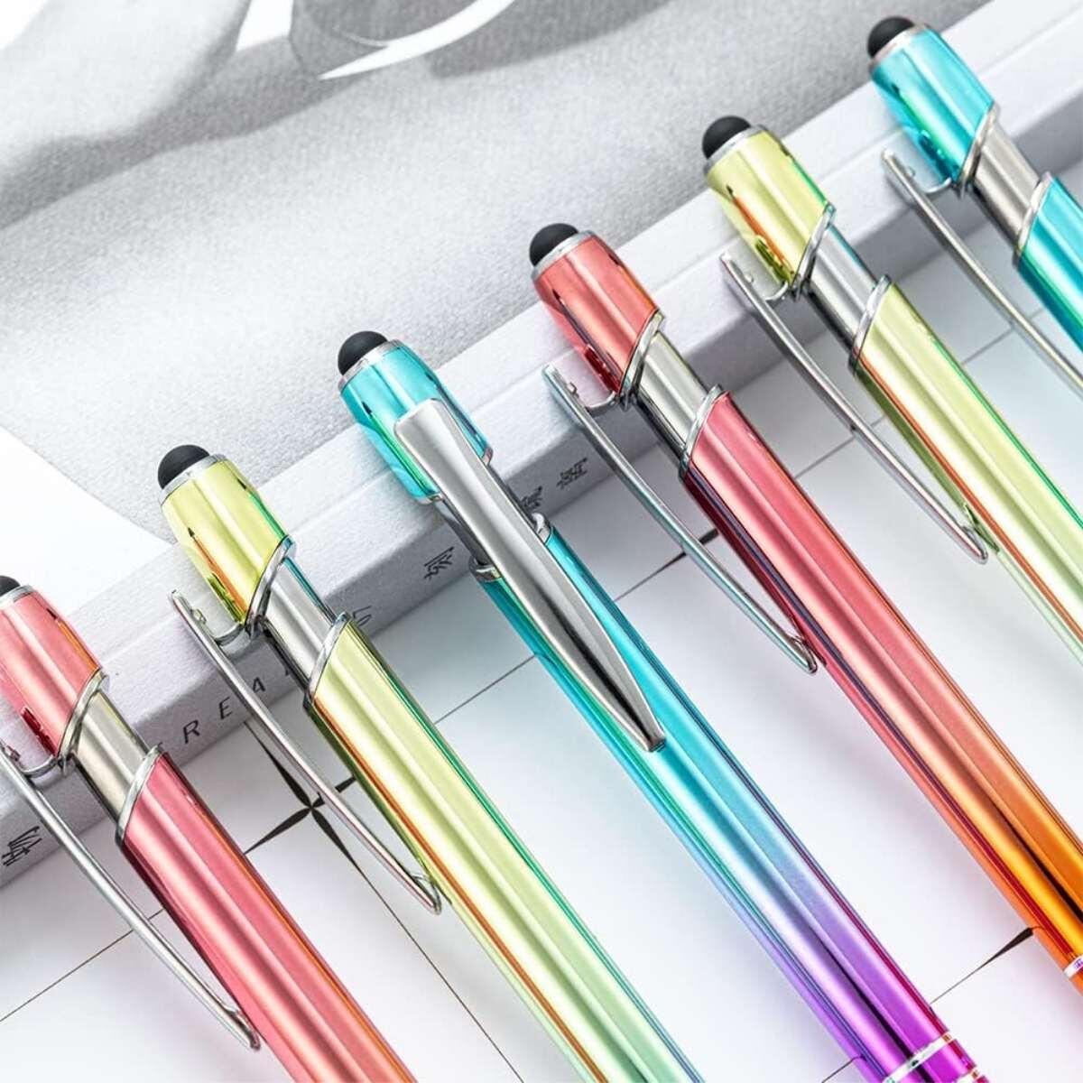 Boligrafo metal touch  colores tornasolados retractil c/clip
