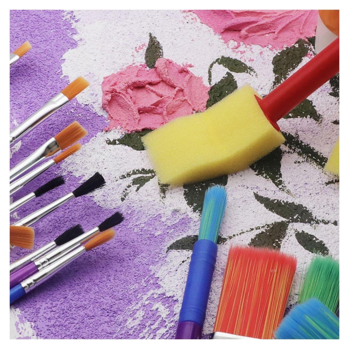 Set para pintar x 9 -4 pinceles + 4 esponjas + 1 paleta (22x17cm)