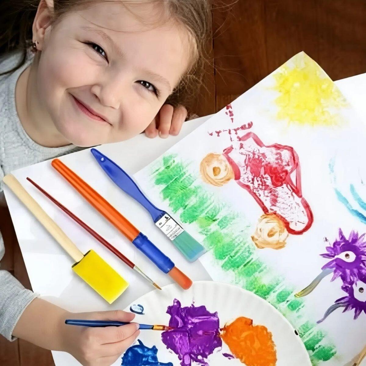 Set para pintar x 5 - 3 pinceles + 2 esponjas
