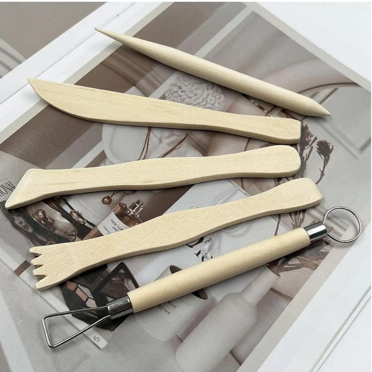 Utiles ceramica x 5 madera 15 cm
