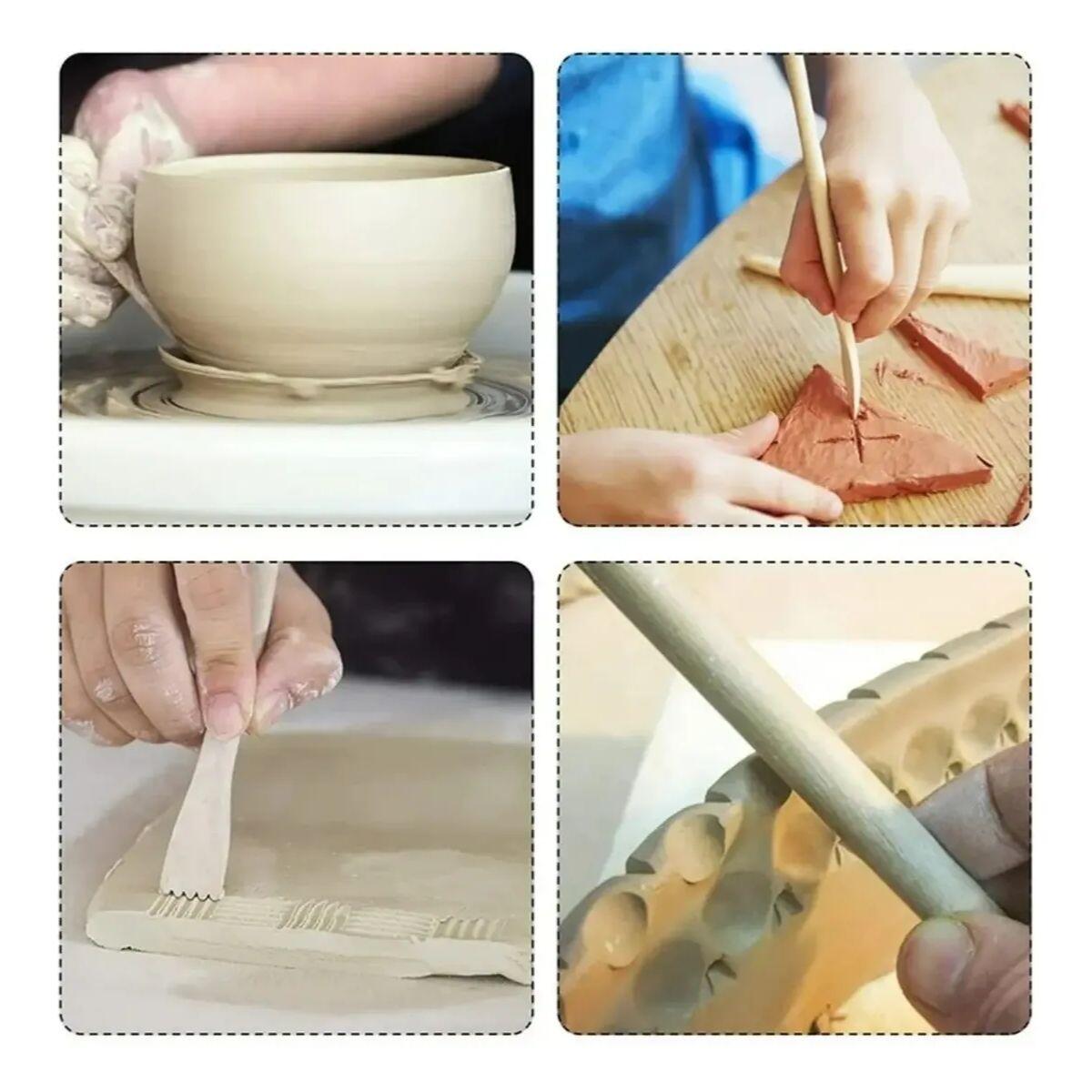 Utiles ceramica x 5 madera 15 cm