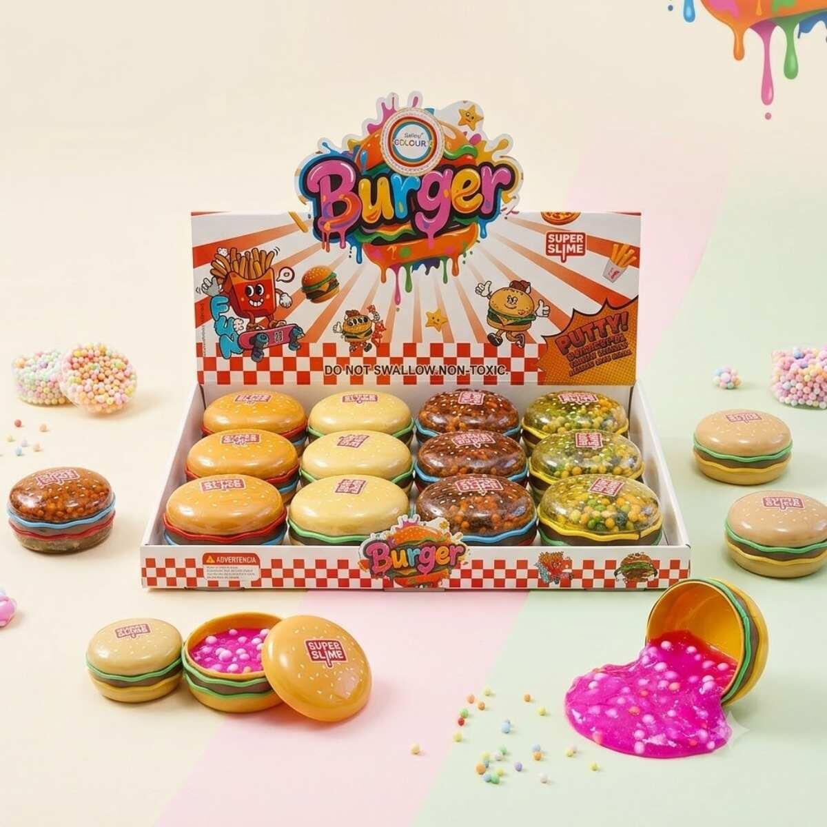 Slime Hamburguesa c/glitter y crunchy