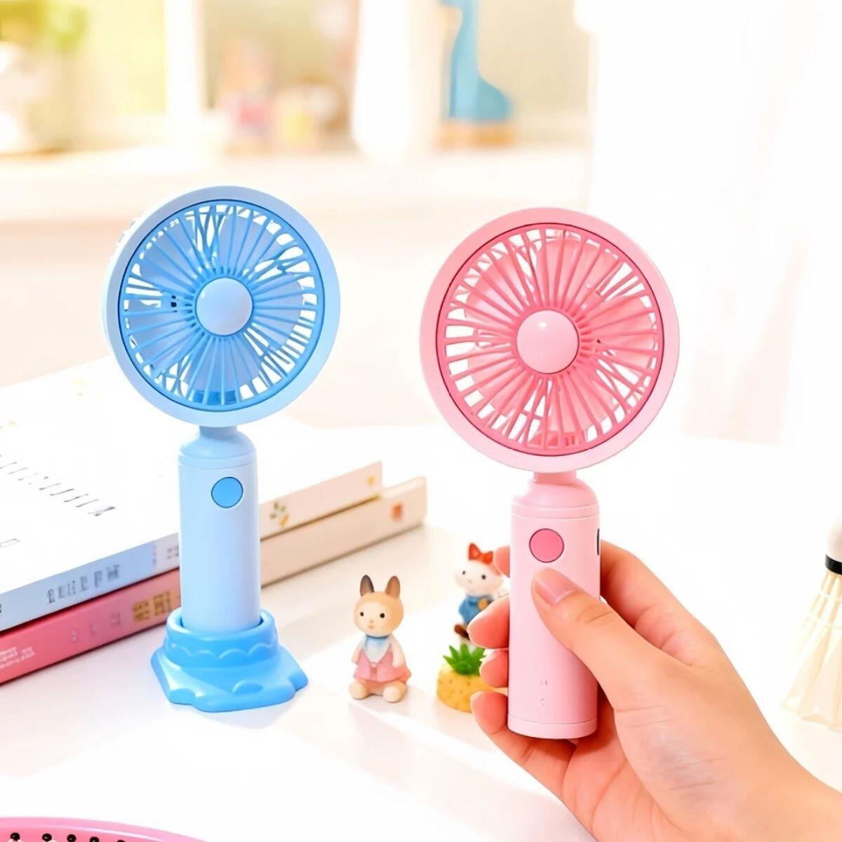 Ventilador mini  color pastel 3 velocidades + cable USB + base