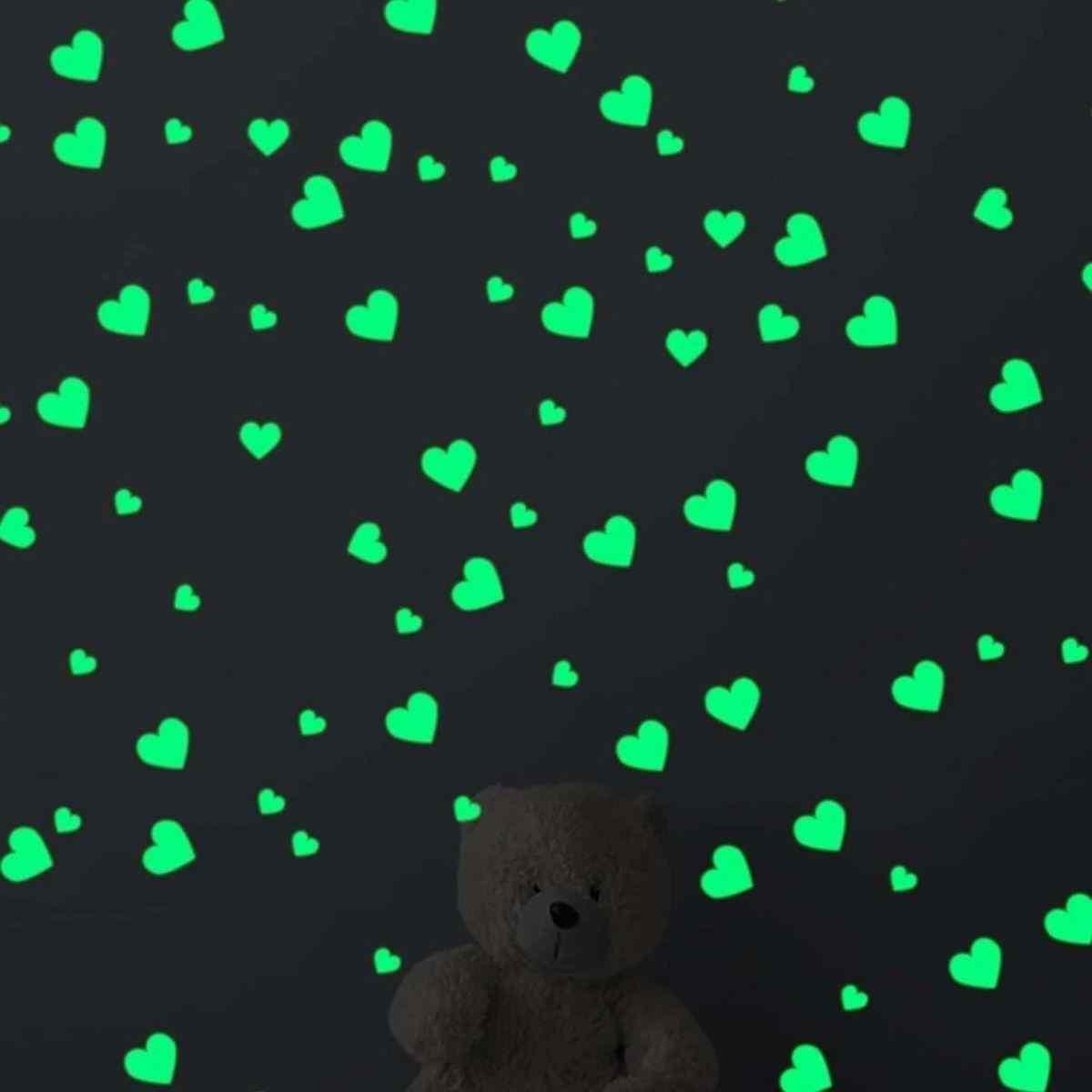 Sticker Glow in the dark Corazones grandes pastel