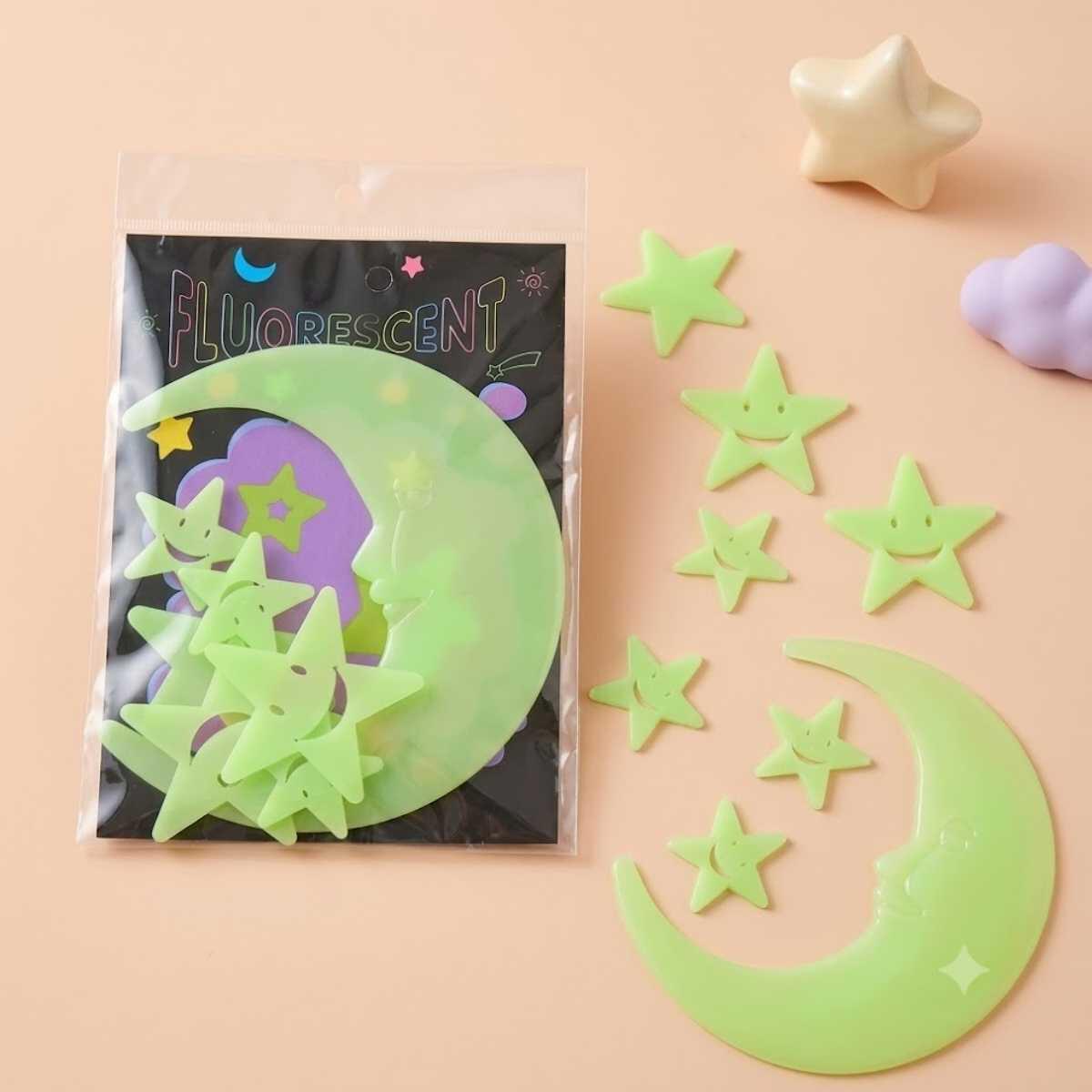 Sticker Glow in the dark Luna y Estrella grande 
