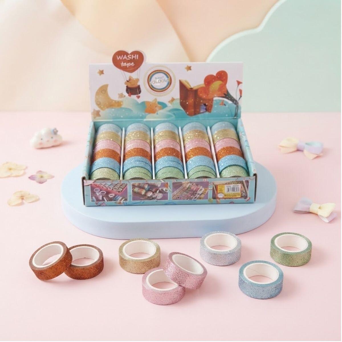 Cinta papel adhesiva decorativa x 60 rollos - c/brillo